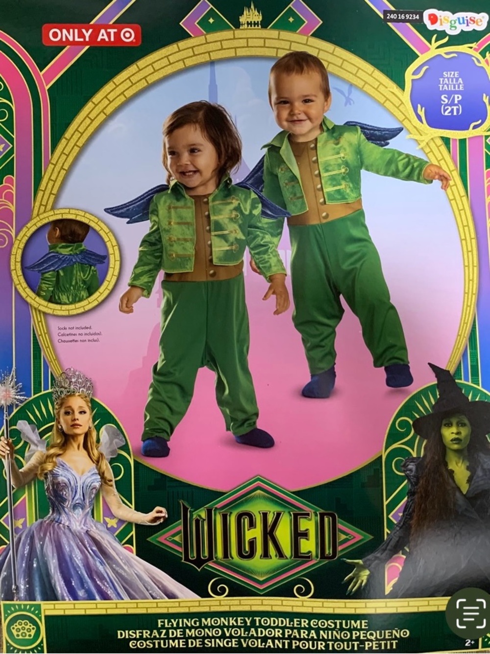 New Wicked Flying Monkey Costume Toddler 2T Jumpsuit with Wings